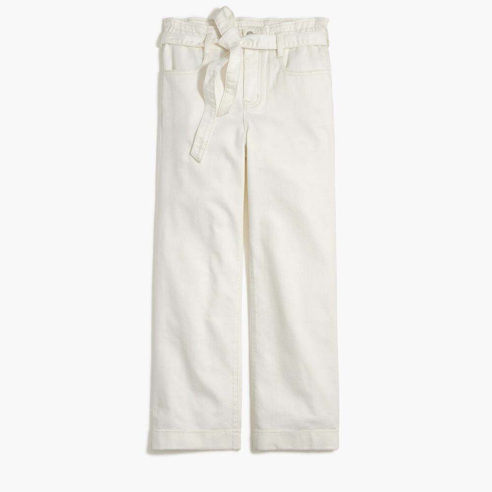 J.Crew Factory White Paper Bag Denim Soft White Nautical Resort 33 NWT